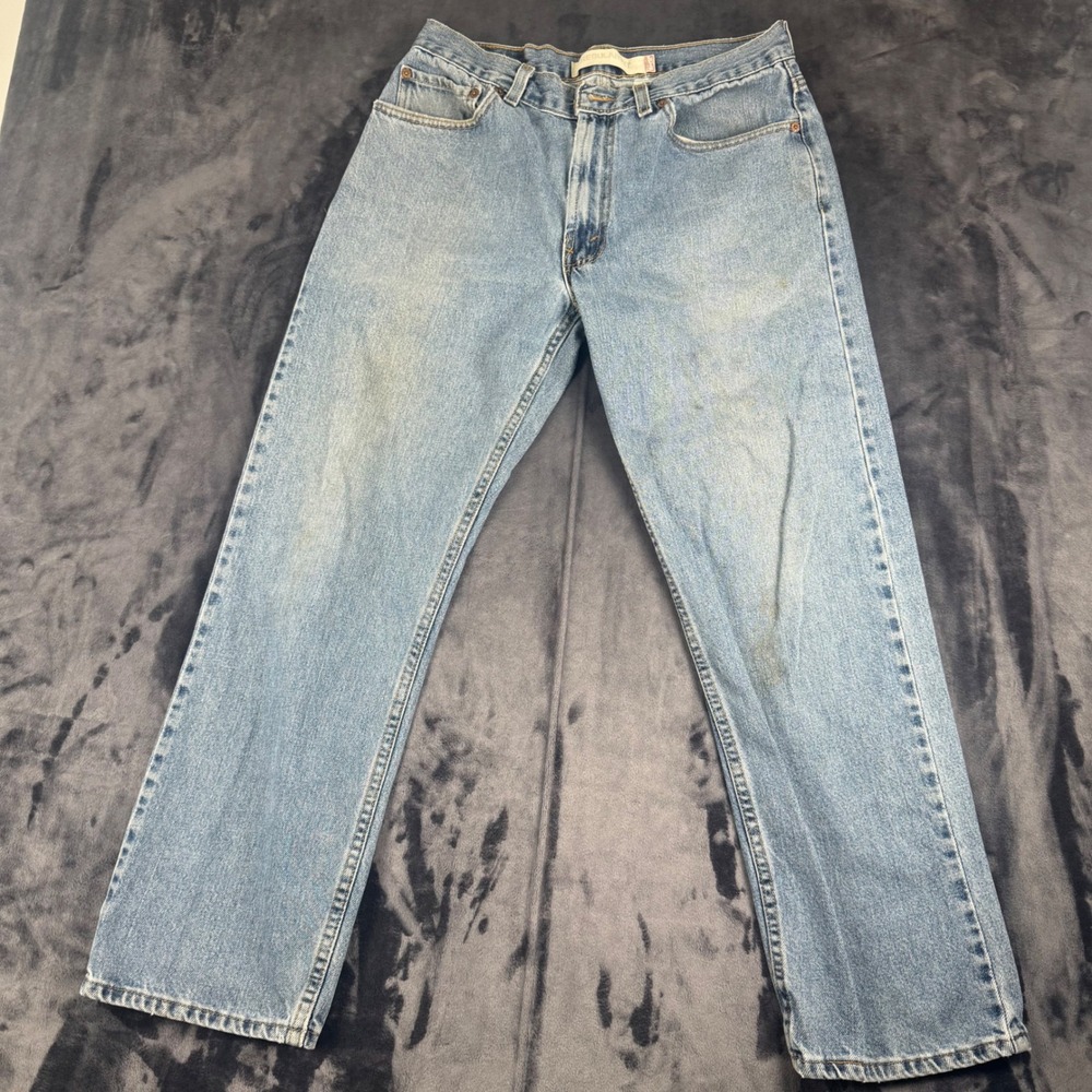 Levi's 505 Regular Fit Jeans Mens W34 L30 Light Wash Blue Straight Leg Denim